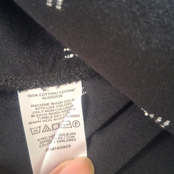 LOFT Black Button-Up Long Sleeve Shirt White Embroidery Accents Preppy Boho Sz L - Picture 14 of 15